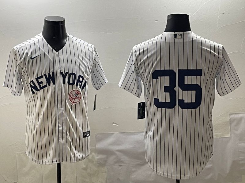 Men New York Yankees #35 No Name White Stripe Game 2025 Nike MLB Jersey style 3164->new york yankees->MLB Jersey